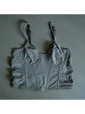GILLY HICKS Gray Nylon Corset Style Crop Tank Top Size Medium